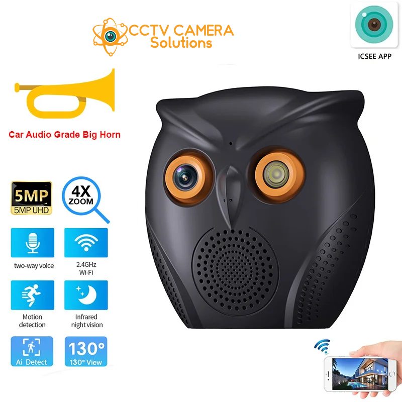 Owl Big Horn AI WiFi Hidden Spy Camera – 1080p, Motion, Night Vision, App Control