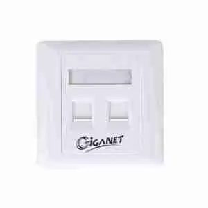 Giganet 2-Port Single-Gang Shuttered Keystone Faceplate, white